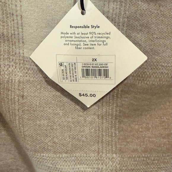 NWT Ava & Viv Cream Plaid Button Down Lined Jacket - Size 2X - Picture 6 of 7